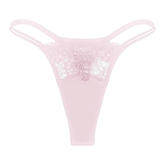 Liuchenyi Women's Panties Under $5 Womens Panties Thin Strap Lace Thong Hollow Out Mesh No Line Underwear for Women Pink L