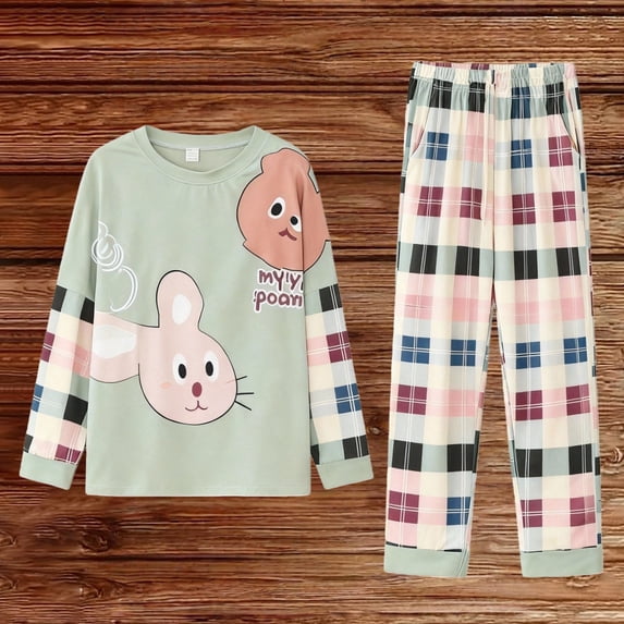 Liuchenyi Womens Pajama Shorts Set Under $10 Cute Sleepwear for Women Printed Fleece Soft Warm Loungewear Long Sleeve Top Pajama Set Mint Green Xxxxxl