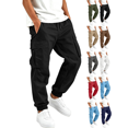 thumbnail image 1 of Liuinsasek Boys' Back-to-School Cargo Jogger Pants Solid-Color Casual Elastic Drawstring Waist Multi Pockets Durable Tapered Long Pants for Fall/Winter, 1 of 8