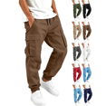 thumbnail image 1 of Liuinsasek Boys' Back-to-School Cargo Jogger Pants Solid-Color Casual Elastic Drawstring Waist Multi Pockets Durable Tapered Long Pants for Fall/Winter, 1 of 8
