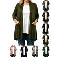 thumbnail image 1 of Liuinsasek Cardigan Top for Women Fashion Casual Solid Color Long Sleeve Lightweight Flowing Shawl Outerwear Buttery Soft with Side Pockets Fall Outfits, 1 of 6