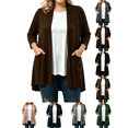 thumbnail image 1 of Liuinsasek Cardigan Top for Women Fashion Casual Solid Color Long Sleeve Lightweight Flowing Shawl Outerwear Buttery Soft with Side Pockets Fall Outfits, 1 of 6