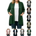 thumbnail image 1 of Liuinsasek Cardigan Top for Women Fashion Casual Solid Color Long Sleeve Lightweight Flowing Shawl Outerwear Buttery Soft with Side Pockets Fall Outfits, 1 of 6