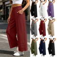 thumbnail image 1 of Liuinsasek Cotton-Linen Pants for Women Solid-Color Loose Casual High Waist Slimming Elastic Waistband Lightweight Trousers, 1 of 9