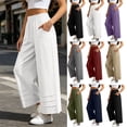 thumbnail image 1 of Liuinsasek Cotton-Linen Pants for Women Solid-Color Loose Casual High Waist Slimming Elastic Waistband Lightweight Trousers, 1 of 10