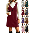 thumbnail image 1 of Liuinsasek Fall Dress for Women Fashion Sleeveless Suede V-Neck Simple and Classic Short Dress with Pockets Daily Casual Warm Outfits, 1 of 9