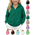 thumbnail image 1 of Liuinsasek Girls Hooded Sweatshirt Winter Solid Fleece Zip-Up Sweatshirts with Pockets Casual Sports Kids Fashion Clothes| Size 5-14 Years, 1 of 10