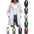 thumbnail image 1 of Liuinsasek Long Hooded Windbreaker Jacket for Women Water-Repellent Windproof Featuring Drawstrings and Pockets Stylish, Casual Everyday Versatile Jacket, 1 of 10