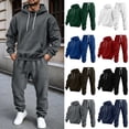 thumbnail image 1 of Liuinsasek Men's 2 Piece Sweatpants Set Winter Solid-Color Hooded Long-Sleeve Sweatshirt and Pocketed Tapered Sweatpants Fashionable Casual Sportswear, 1 of 9