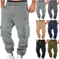 thumbnail image 1 of Liuinsasek Men's Cargo Sweatpants Multi-Pocket and Waistband Drawstring Design Tapered Legs Fleece Casual Sport Long Pants, 1 of 7
