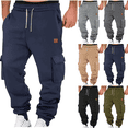 thumbnail image 1 of Liuinsasek Men's Cargo Sweatpants Multi-Pocket and Waistband Drawstring Design Tapered Legs Fleece Casual Sport Long Pants, 1 of 7