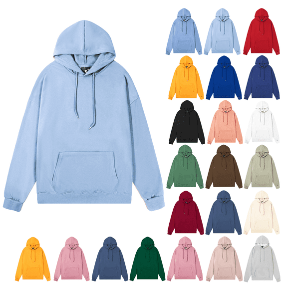 Liuinsasek Men's Casual Hooded Pullover Sweatshirt Drawstring Stylish Relaxed Fit Solid Color Versatile with Pocket