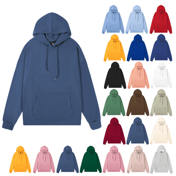 Liuinsasek Men's Casual Hooded Pullover Sweatshirt Drawstring Stylish Relaxed Fit Solid Color Versatile with Pocket