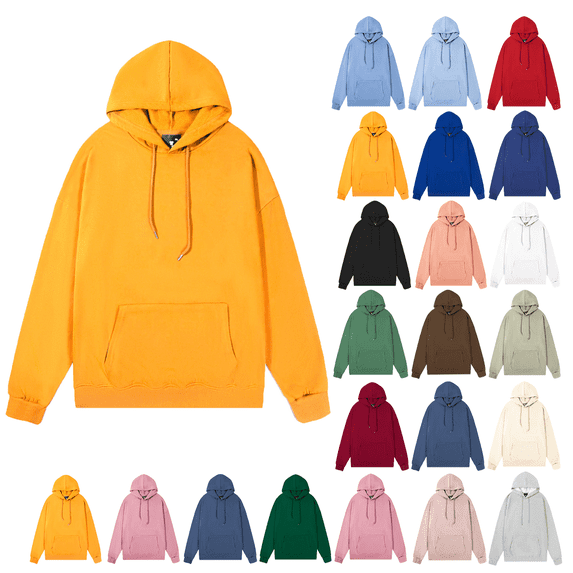 Liuinsasek Men's Casual Hooded Pullover Sweatshirt Drawstring Stylish Relaxed Fit Solid Color Versatile with Pocket
