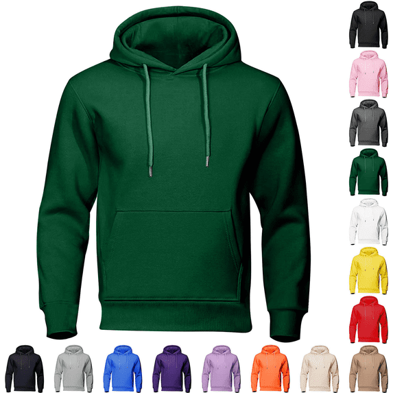 Liuinsasek Men's Hoodie Pullover Sweatshirts Drawstring Casual Solid-Color Long Sleeve Fleece Kanga Pockets in Multiple Colors