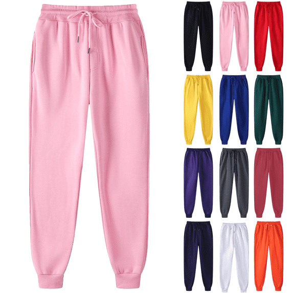 Liuinsasek Men's Padded Sweatpants Athletic Gym Drawstring Elastic Waistband Solid Color Joggers Basic Pockets