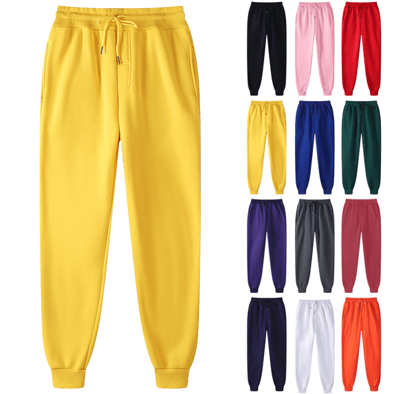 Liuinsasek Men's Padded Sweatpants Athletic Gym Drawstring Elastic Waistband Solid Color Joggers Basic Pockets