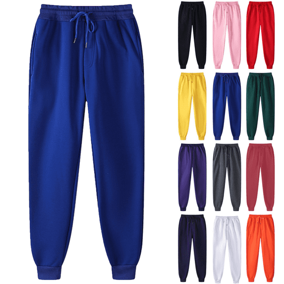 Liuinsasek Men's Padded Sweatpants Athletic Gym Drawstring Elastic Waistband Solid Color Joggers Basic Pockets