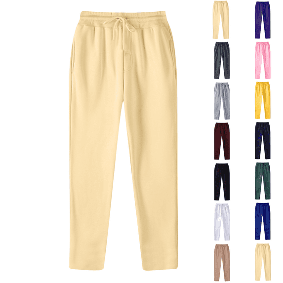 Liuinsasek Men's Sweatpants Drawstring Elastic Waist Fashion Solid Color Casual Sport Long Pants with Pockets Soft Comfortable Winter Clothing