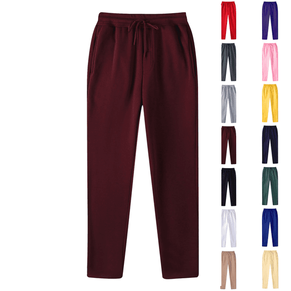 Liuinsasek Men's Sweatpants Drawstring Elastic Waist Fashion Solid Color Casual Sport Long Pants with Pockets Soft Comfortable Winter Clothing