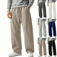 thumbnail image 1 of Liuinsasek Men's Sweatpants Loose Wide Leg Pants Solid Color with Pockets Drawstring Elastic Waist Stylish Versatile Long Pants, 1 of 7