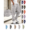 thumbnail image 1 of Liuinsasek Mens Cargo Pants Solid Casual Multiple Pockets Drawstring Waist Outdoor Straight Type Fitness Pants Structured and Shaped, 1 of 9
