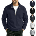 thumbnail image 1 of Liuinsasek Mens Stand-Collar Sweatshirt With Zipper Solid Color Fashion Relaxed Fit Pullover Shirt Daily Casual Clothing, 1 of 5