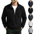 thumbnail image 1 of Liuinsasek Mens Stand-Collar Sweatshirt With Zipper Solid Color Fashion Relaxed Fit Pullover Shirt Daily Casual Clothing, 1 of 5