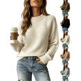 thumbnail image 1 of Liuinsasek Sweater for Women Fall/Winter Loose Round Neck Long Sleeved Knitted Sweater Fashionable Versatile Pullover Top| Warm, Soft, and Gentle on the Skin, 1 of 6