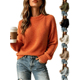 thumbnail image 1 of Liuinsasek Sweater for Women Fall/Winter Loose Round Neck Long Sleeved Knitted Sweater Fashionable Versatile Pullover Top| Warm, Soft, and Gentle on the Skin, 1 of 6