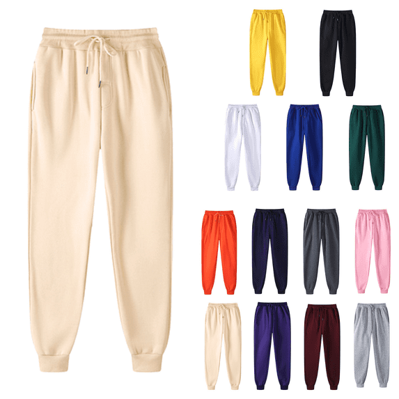 Liuinsasek Sweatpants for Men or Women Solid Color Casual Tapered Pants Trousers Sports Pants Velvet Thick Active Athletic Workout Jogger Pants Drawstring with Pockets