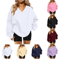 thumbnail image 1 of Liuinsasek V Neck Oversized Drop Soulder Sweatshirt for Women Solid Pullover Comfortable Top Fashion Casual Long Sleeve Winter clothes, 1 of 8