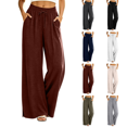 thumbnail image 1 of Liuinsasek Wide Leg Pants for Women Fashion Solid-Color Casual Elastic-Waist Drawstring Split Hem for A Stylish Look Lounge Pants, 1 of 7
