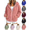 thumbnail image 1 of Liuinsasek Women's Hooded Fuzzy Outerwear Fashion Solid-Color Drawstring Long Sleeve Zip-Up Fleece Jacket with Pockets Casual Warm Winter Outerwear, 1 of 8