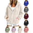 thumbnail image 1 of Liuinsasek Women's Hooded Fuzzy Outerwear Fashion Solid-Color Drawstring Long Sleeve Zip-Up Fleece Jacket with Pockets Casual Warm Winter Outerwear, 1 of 8