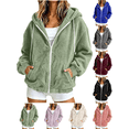 thumbnail image 1 of Liuinsasek Women's Hooded Fuzzy Outerwear Fashion Solid-Color Drawstring Long Sleeve Zip-Up Fleece Jacket with Pockets Casual Warm Winter Outerwear, 1 of 8