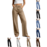Liuinsasek Women's Jeans Casual Solid Color Straight Cut High Waist ...