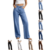 Liuinsasek Women's Jeans Casual Solid Color Straight Cut High Waist ...