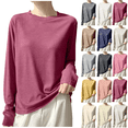 thumbnail image 1 of Liuinsasek Women's Long-Sleeve Top Knit Pullover Fashionable Thin Lightweight Solid-Color Round-Neck Base Layer Winter Outfits, 1 of 9