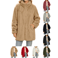 thumbnail image 1 of Liuinsasek Women's Loose Reversible Fleece Long Sleeve Outerwear Solid Casual Fashion Stand Collar Zipper Jacket with Pockets Winter Cozy Outfits, 1 of 10