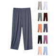 thumbnail image 1 of Liuinsasek Women's Plus Size Pajama Pants Casual Solid Color Stretchy Cropped Pants Lightweight Simple Comforty Lounge Pants for Summer, 1 of 5
