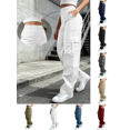 thumbnail image 1 of Liuinsasek Womens Cargo Long Pants Solid Color Casual With Elastic Waist Multiple Pockets Outdoor Hiking Sport Pant, 1 of 10