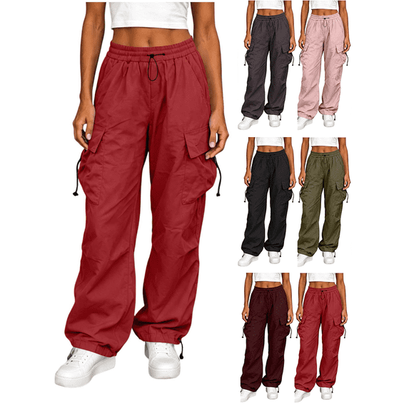 Liuinsasek Womens Cargo Pants Loose Straight-Leg Style with Large Pockets Adjustable Drawstring Cuffs|Quick Dry,Lightweight,Comfortable Great for Outdoor Activities