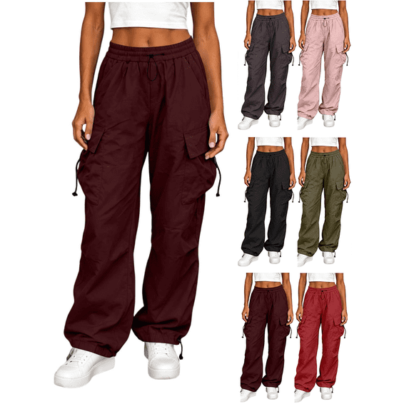 Liuinsasek Womens Cargo Pants Loose Straight-Leg Style with Large Pockets Adjustable Drawstring Cuffs|Quick Dry,Lightweight,Comfortable Great for Outdoor Activities