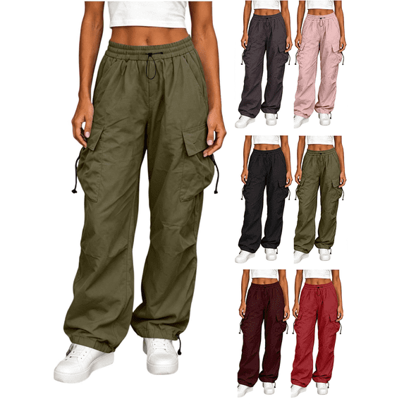 Liuinsasek Womens Cargo Pants Loose Straight-Leg Style with Large Pockets Adjustable Drawstring Cuffs|Quick Dry,Lightweight,Comfortable Great for Outdoor Activities