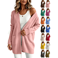 thumbnail image 1 of Liuinsasek Womens Casual Cardigan Winter Solid Knit Open Front Sweaters Long Sleeve Cardigan Outerwear Coats with Pockets Fashion Clothing, 1 of 10