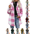 thumbnail image 1 of Liuinsasek Womens Casual Jacket Loose Turned-Down Collar Long Sleeve Fleece Checkered Button-Up Flannel Warm Coat for Daily Fall Winter Wear, 1 of 10