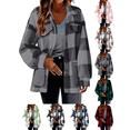 thumbnail image 1 of Liuinsasek Womens Casual Jacket Turned-Down Collar Long-Sleeve Fleece Checkered Button-Up Warm Coat with Pockets for Daily Fall Winter Wear, 1 of 10