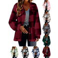 thumbnail image 1 of Liuinsasek Womens Casual Jacket Turned-Down Collar Long-Sleeve Fleece Checkered Button-Up Warm Coat with Pockets for Daily Fall Winter Wear, 1 of 10