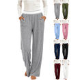thumbnail image 1 of Liuinsasek Womens Casual Lounge Long Pants Fashion Solid Color Lightweight Pajama Pants Elastic Waist with Pockets Wide Leg Yoga Pants, 1 of 10